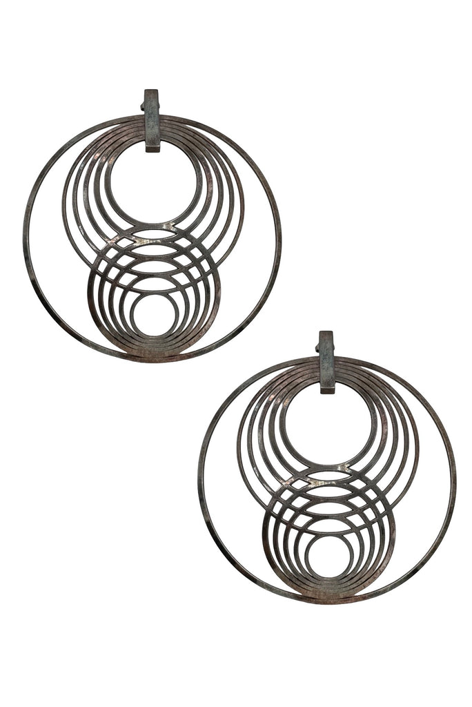 Jean Paul Gaultier Silver Geometric Intersecting Circles Large Hoop Earrings