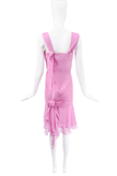 Christian Dior x Galliano Pink Silk Chiffon Knotted Top Waist Corset Dress