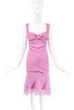 Christian Dior x Galliano Pink Silk Chiffon Knotted Top Waist Corset Dress