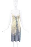 Roberto Cavalli Blue Yellow Scale Snake Print Wrap Slip Dress
