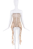 Koala Momo Tan Beige Dragonfly Skeleton Print Ruffle Tube Top