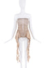 Koala Momo Tan Beige Dragonfly Print Ruffle Strapless Dress Set
