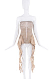 Koala Momo Tan Beige Dragonfly Print Ruffle Strapless Dress Set