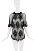 Saint Laurent Black Mesh Beaded Sequin Pattern Fringe Top