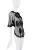 Saint Laurent Black Mesh Beaded Sequin Pattern Fringe Top