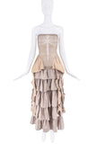 Koala Momo Tan Beige Ruffle Boho Maxi Skirt