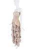 Koala Momo Tan Beige Dragonfly Print Ruffle Strapless Dress Set