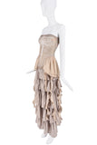 Koala Momo Tan Beige Dragonfly Skeleton Print Ruffle Tube Top