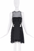 Versace Black Mesh Lace Embellished Cut Out Logo Pins Mini Dress