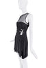 Versace Black Mesh Lace Embellished Cut Out Logo Pins Mini Dress