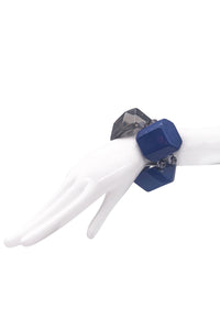 Armani Blue Lucite and Acrylic Opaque Transparent Oversize Geometric Bracelet