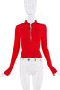 Schiaparelli Red Silver Charm Ribbed Collar Bodycon Top Skirt Set