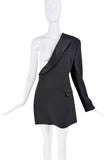 Dolce & Gabbana Black One Shoulder Asymmetric Suit Blazer Dress