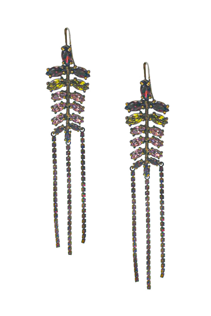 Jean Paul Gaultier Multicolor Red Crystal Chandelier Waterfall Earrings