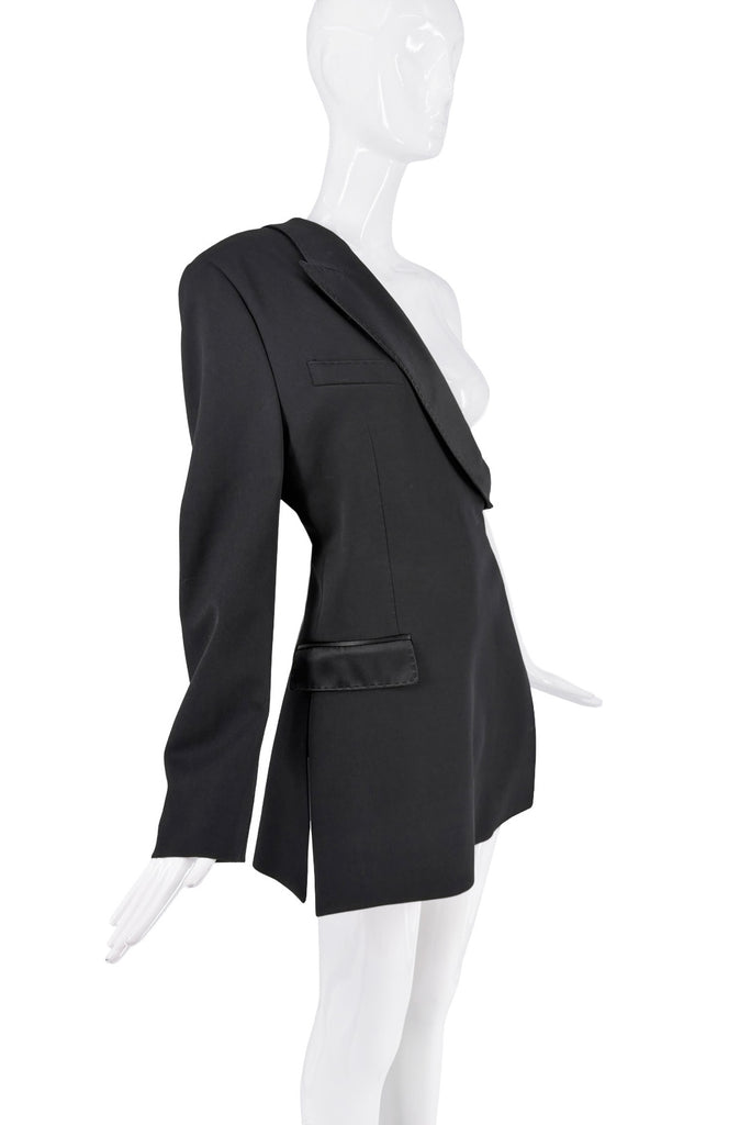 Dolce & Gabbana Black One Shoulder Asymmetric Suit Blazer Dress