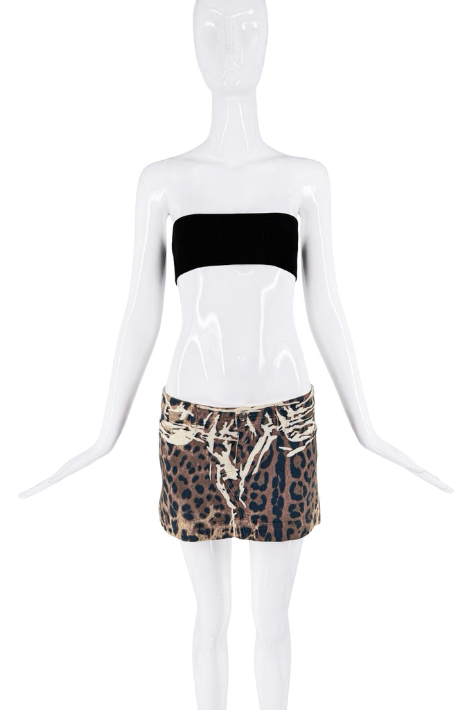 Dolce & Gabbana Brown Black White Cheetah Print Mini Skirt