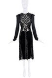 Givenchy Black Velvet Ruffle Sheer Embellished Dress RTW FW2015