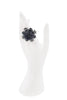 Saint Laurent Black Blue Knit Crystal Leaf Embellished Statement Ring