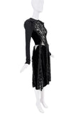 Givenchy Black Velvet Ruffle Sheer Embellished Dress RTW FW2015