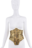 Roberto Cavalli Brown Tan Leopard Print Waist Corset