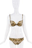 Roberto Cavalli Brown Tan Leopard Print Lace Bra Underwear Boudoir Set