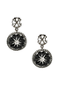 Christian Lacroix Black Rhinestone Crystal Flower Logo Earrings