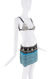 Dolce & Gabbana Blue Crystal Beaded Mini Skirt