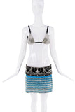 Dolce & Gabbana Blue Crystal Beaded Mini Skirt