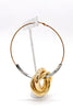 Statement Metallic Hoop Earring with Gold Coiled Ring Detail