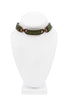 Jean Paul Gaultier Bronze Green Enamel Logo Plate Link Chain Choker Necklace