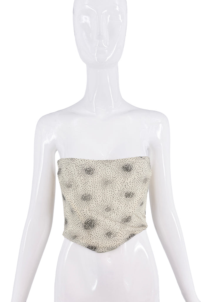 Vivienne Westwood White Black Polka Dot Burst Pattern Bustier Corset Top