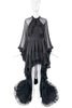 Saint Laurent Black Silk Chiffon Bow Blouse and Lace Ruffle Maxi Skirt Gown Dress Spring 2013