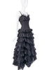 Oscar de la Renta Black Corset Floral Ruffle Lace Layer Gown
