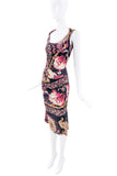 Roberto Cavalli Multi Color Floral Print Midi Dress