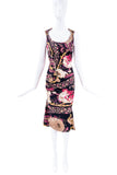 Roberto Cavalli Multi Color Floral Print Midi Dress
