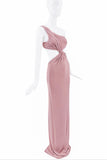 Tom Ford Pink Twisted One Shoulder Cut Out Gown