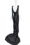Margiela Black Embellished Drape Cascading Gown