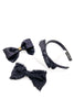 Chanel "Heathers" Satin & Chiffon Hair Bow with Gold CC Logo