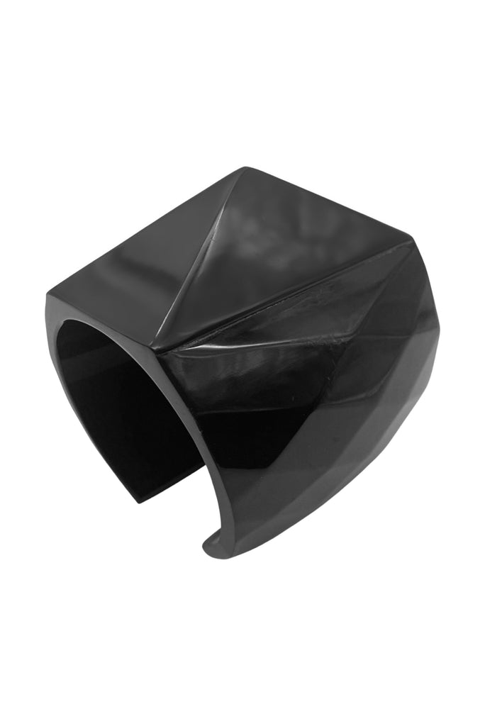 Armani Black Oversized Bezel Facet Cut Resin Lucite Bracelet