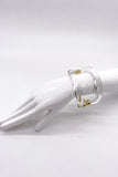 Alexis Bittar Lucite Gold and Silver Cut out Cuff Bracelet