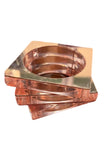 Armani Pink Lucite Resin Square Bangle Bracelet Set of 3