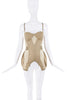 Burberry Tan Beige Padded Hips Mesh Cut Out Corset Bustier Top