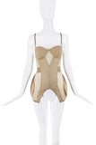 Burberry Tan Beige Padded Hips Mesh Cut Out Corset Bustier Top