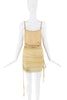 Fendi Gold Ombre Sparkle Ruched Logo Strap Slip Mini Dress