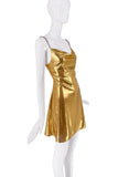 Vintage Gold Metallic Reflective Vinyl Mini Slip Dress