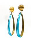 Alexis Bittar Blue Resin Teardrop Shaped Hoop Earrings