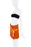 Christian Dior Orange Pleated Ruched Ruffle Bow Skirt