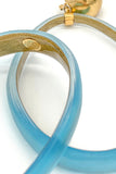 Alexis Bittar Blue Resin Teardrop Shaped Hoop Earrings