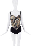 Roberto Cavalli Brown Black Tan Multicolor Abstract Print Corset Top FW2003
