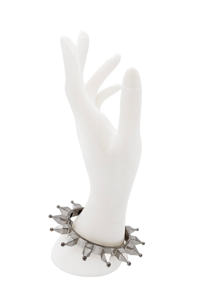 Vintage Silver Metal Geometric Balled Spike Cuff Bracelet